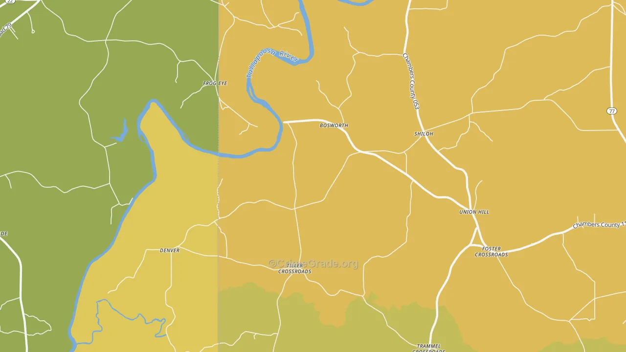 Tiller Crossroads, AL Map of Burglary Rates