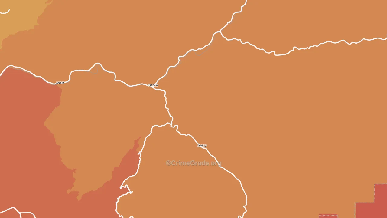 Tiller, OR Map of Burglary Rates
