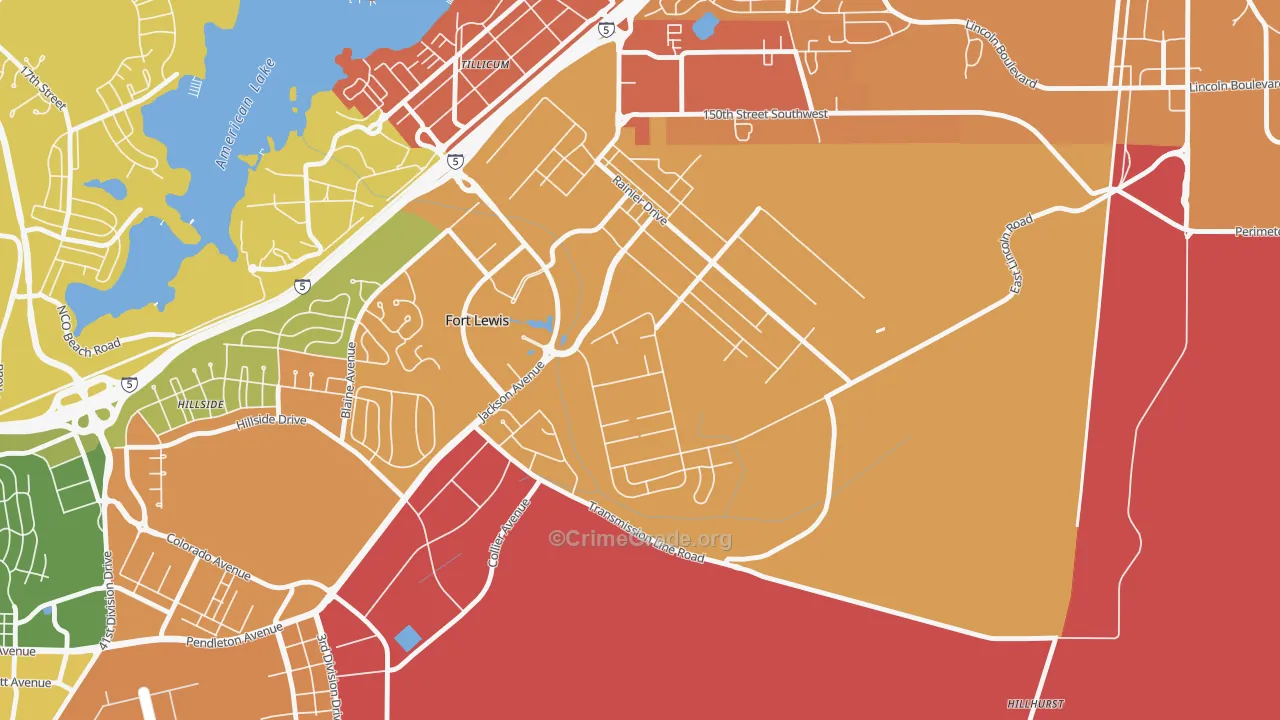 Tillicum, WA Map of Burglary Rates
