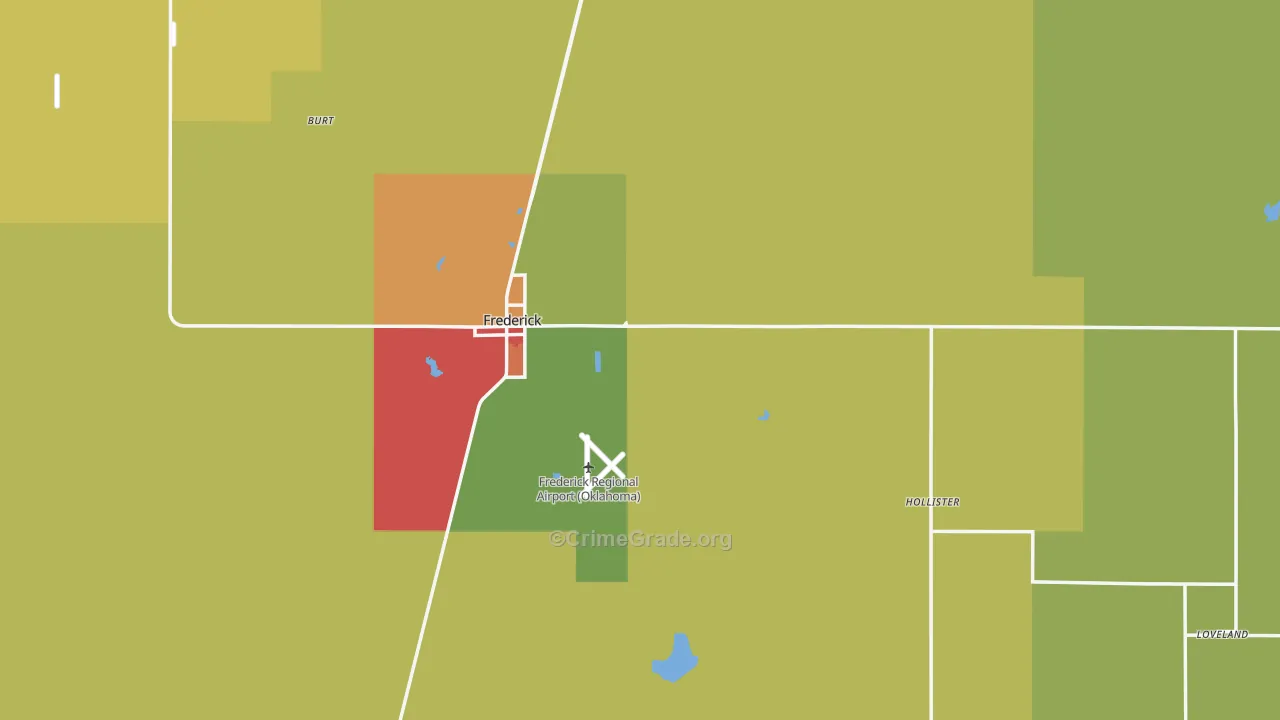 Tillman County, OK Map of Burglary Rates