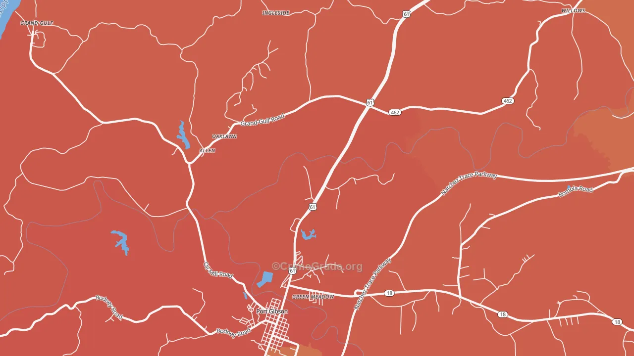 Tillman, MS Map of Burglary Rates