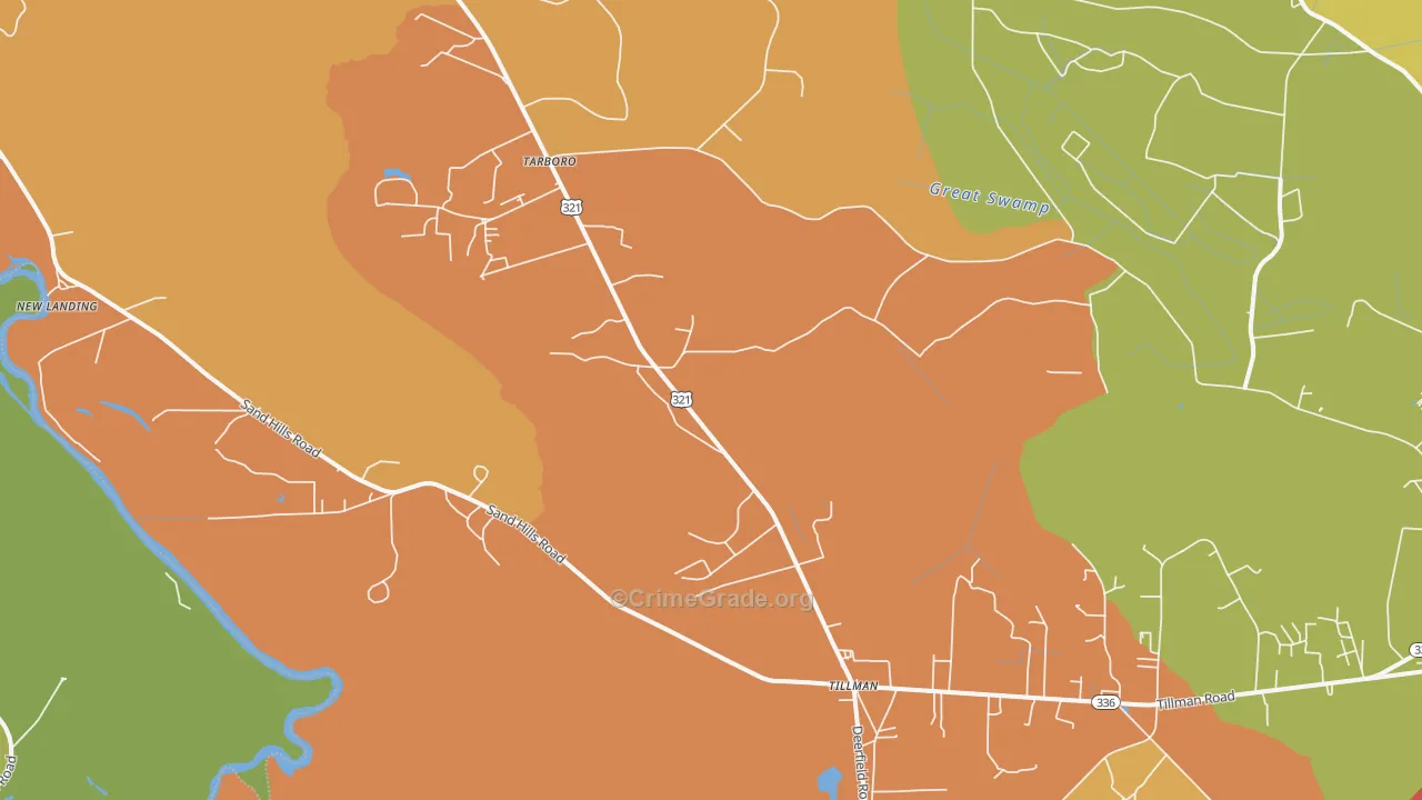 Tillman, SC Map of Burglary Rates