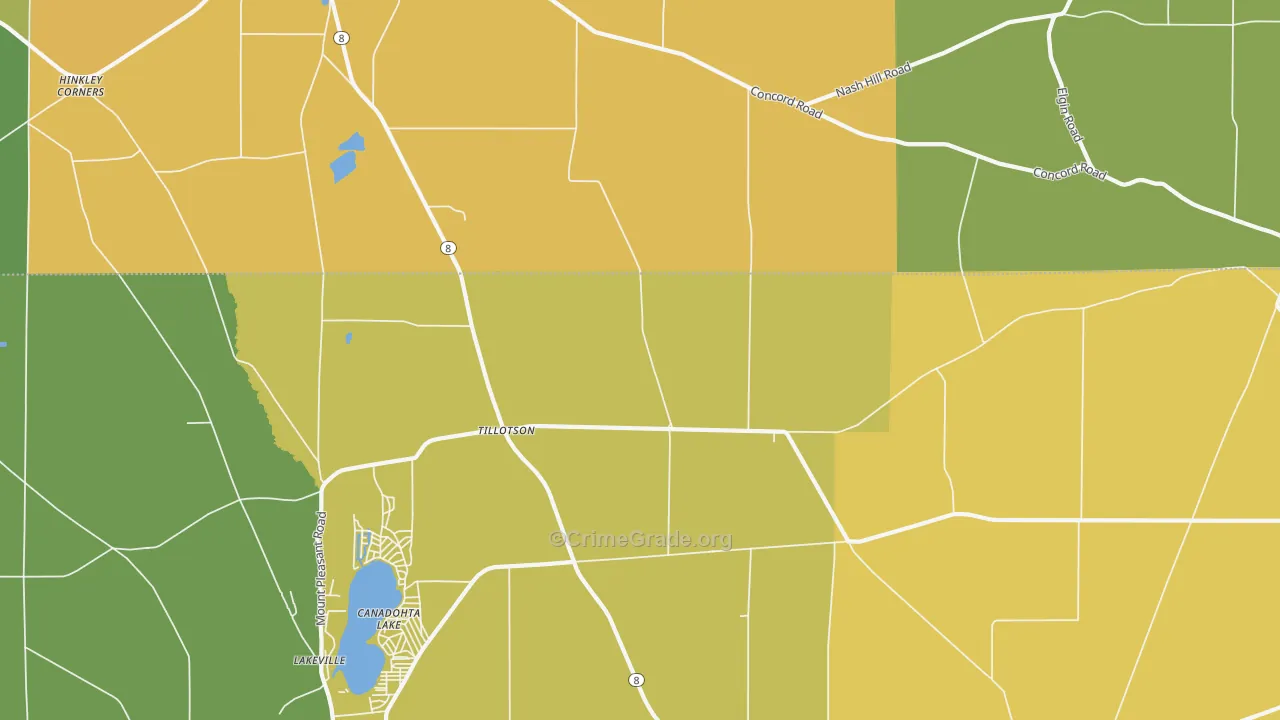 Tillotson, PA Map of Burglary Rates