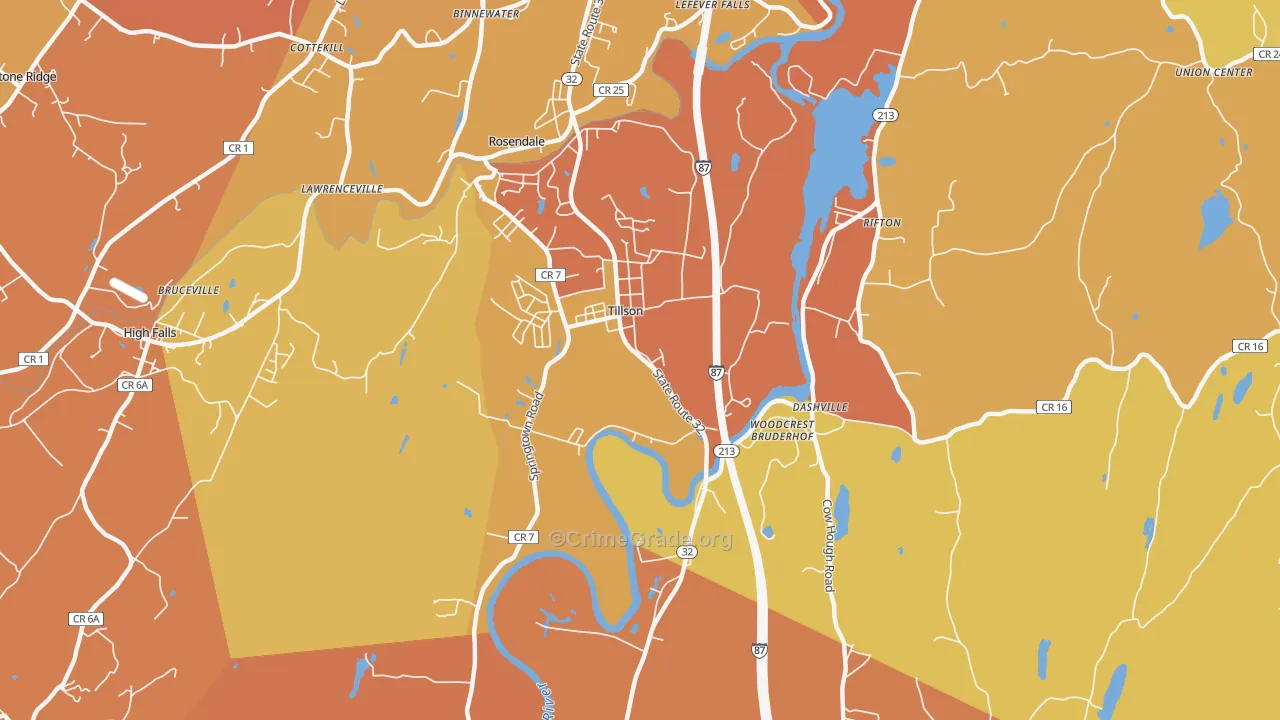 Tillson, NY Map of Burglary Rates