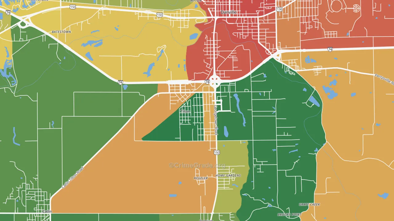 Tilton, IL Map of Burglary Rates