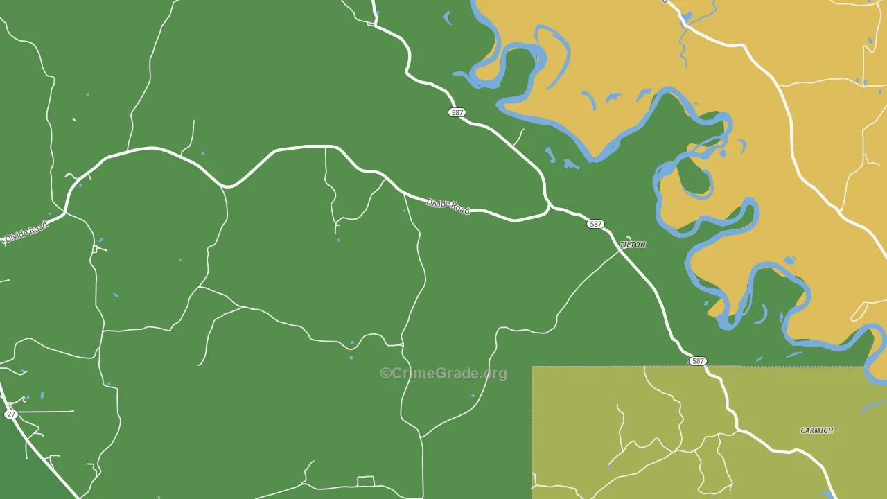 Tilton, MS Map of Burglary Rates