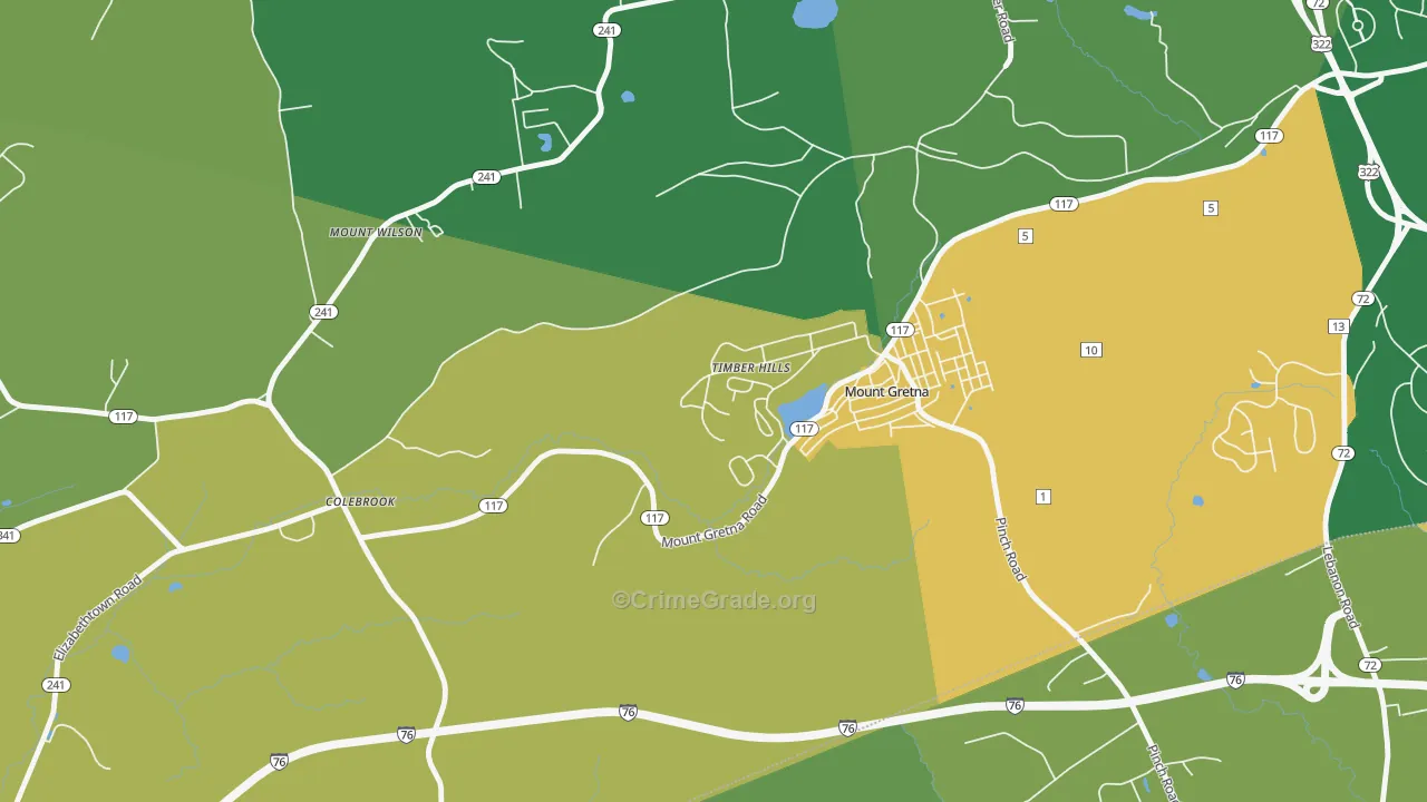 Timber Hills, PA Map of Burglary Rates