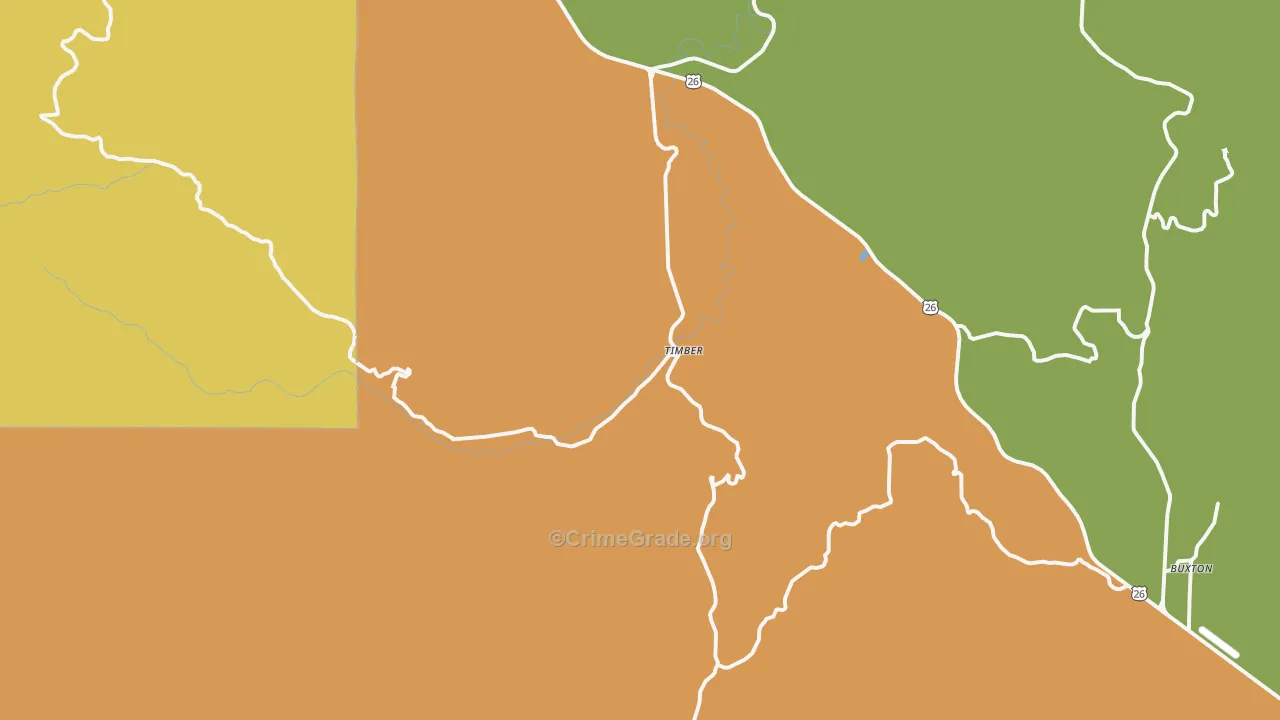 Timber, OR Map of Burglary Rates