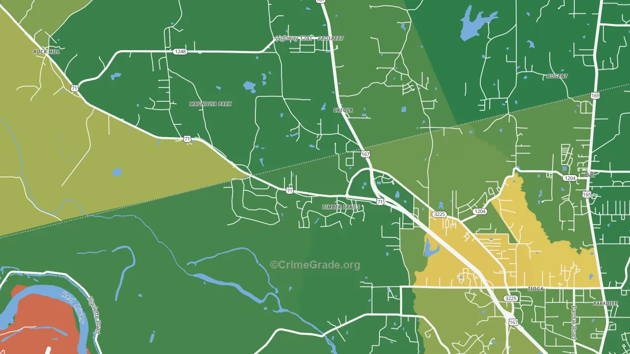 Timber Trails, LA Map of Burglary Rates