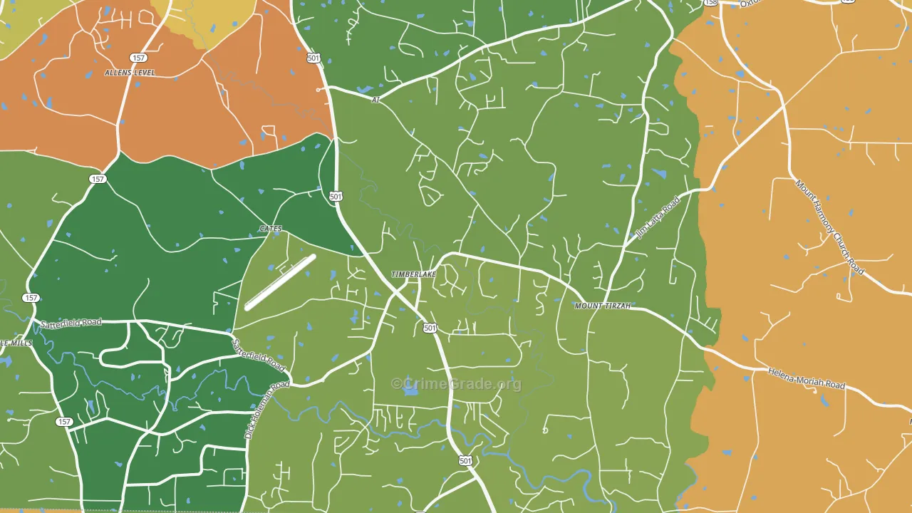 Timberlake, NC Map of Burglary Rates