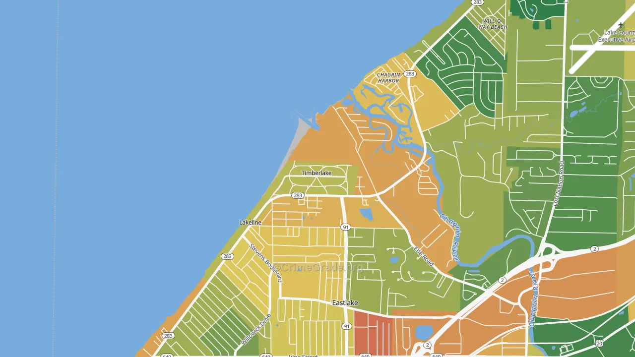 Timberlake, OH Map of Burglary Rates