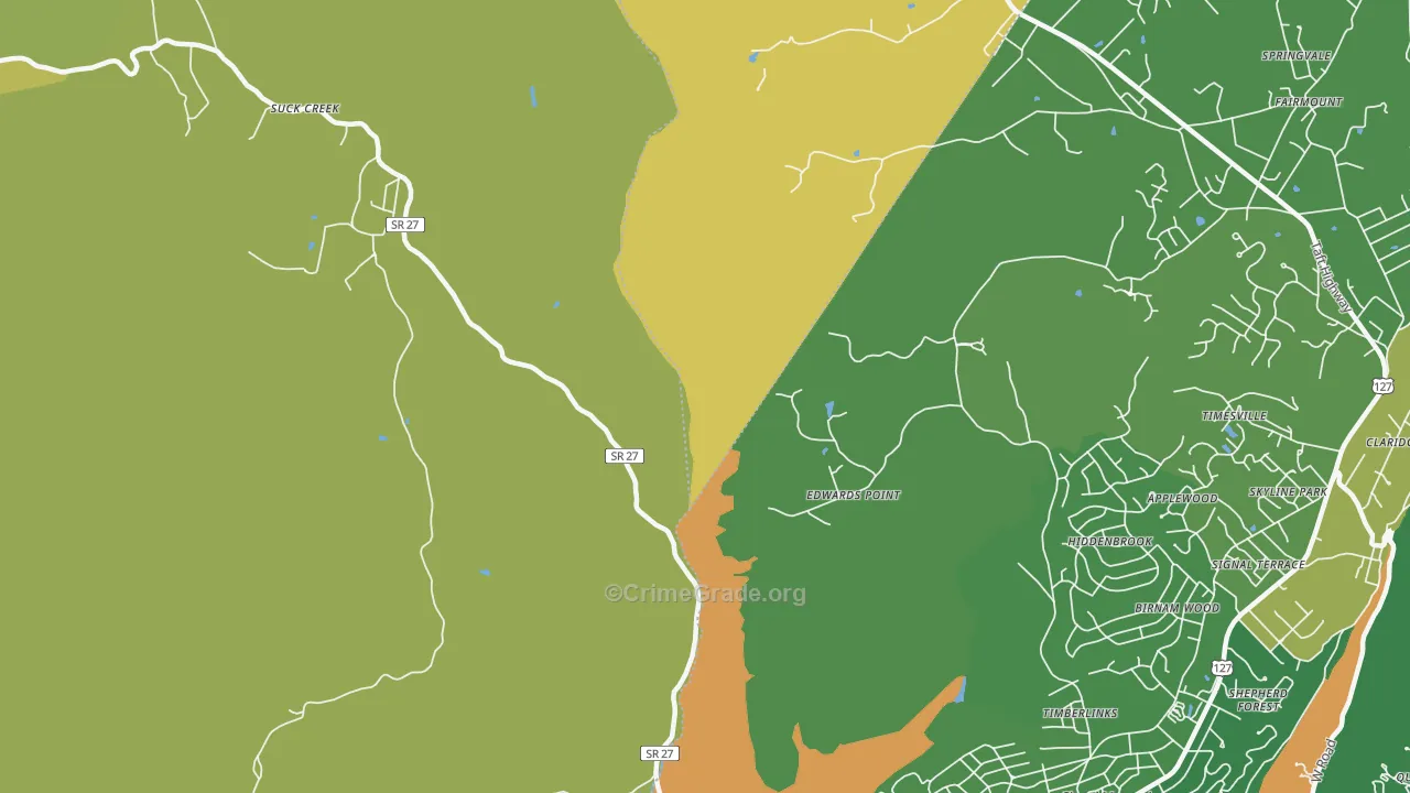 Timberlinks, TN Map of Burglary Rates