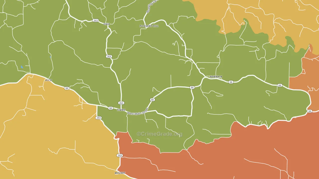 Timbo, AR Map of Burglary Rates