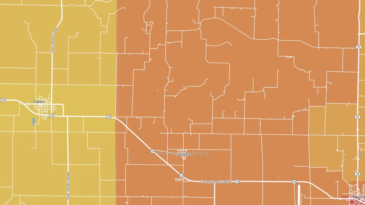 Timewell, IL Map of Burglary Rates