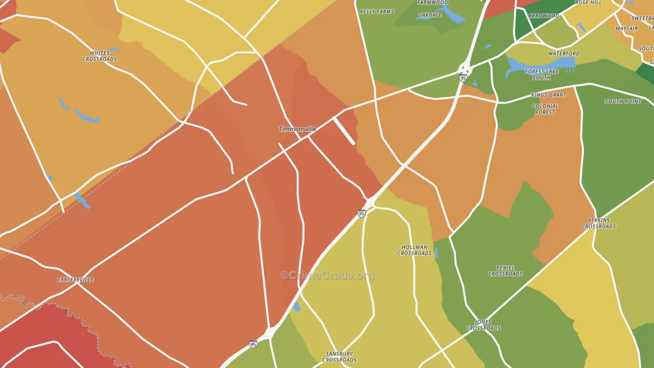 Timmonsville, SC Map of Burglary Rates