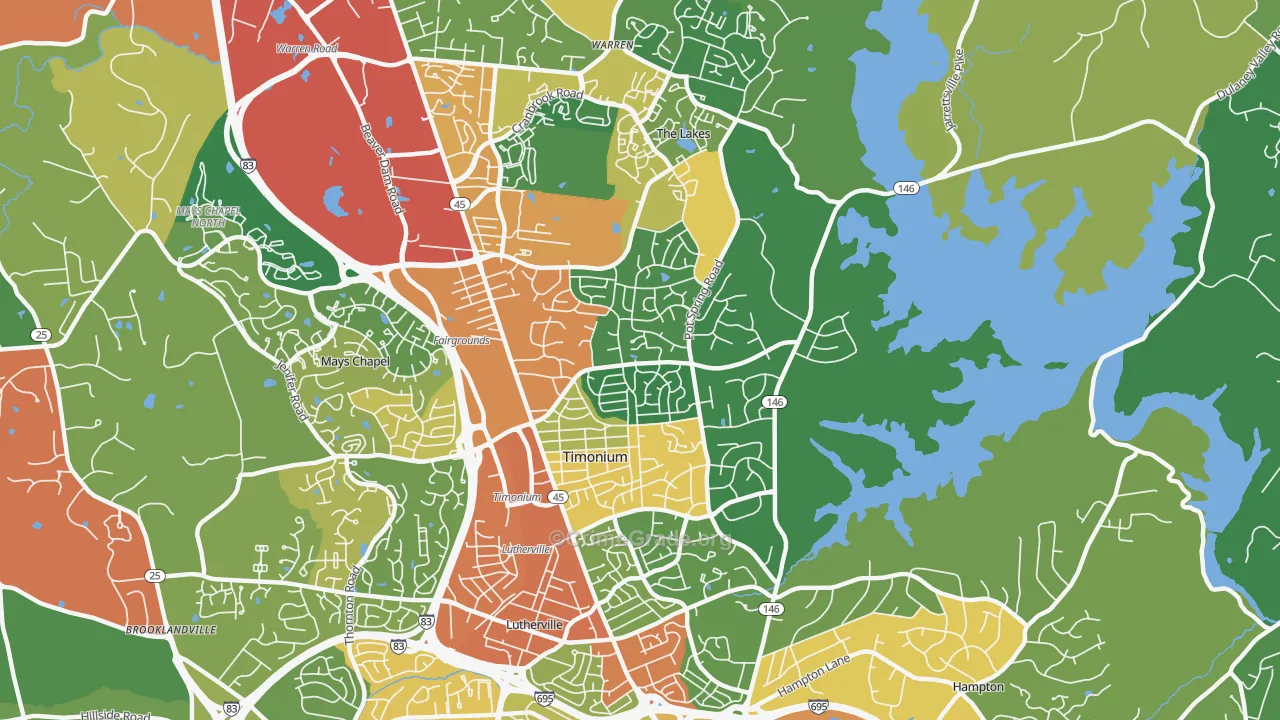 Timonium, MD Map of Burglary Rates