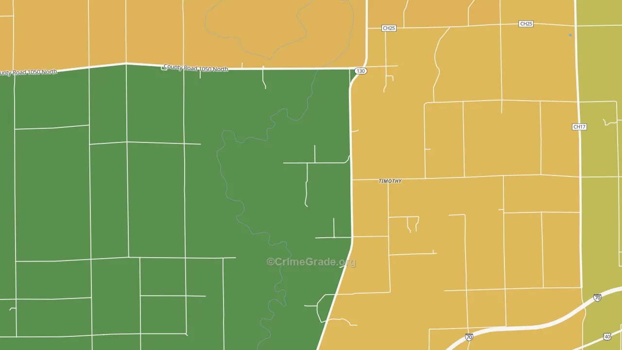 Timothy, IL Map of Burglary Rates