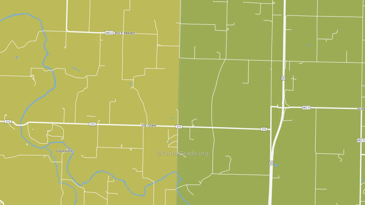 Tin Town, MO Map of Burglary Rates