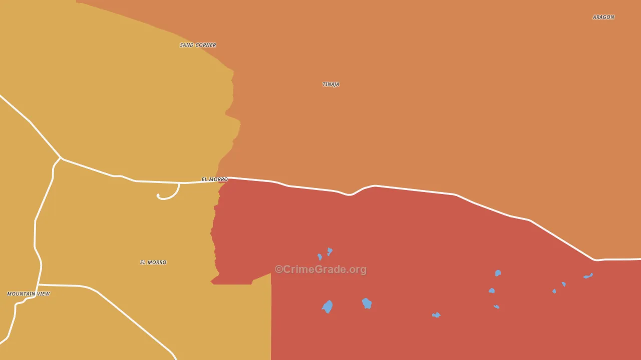 Tinaja, NM Map of Burglary Rates