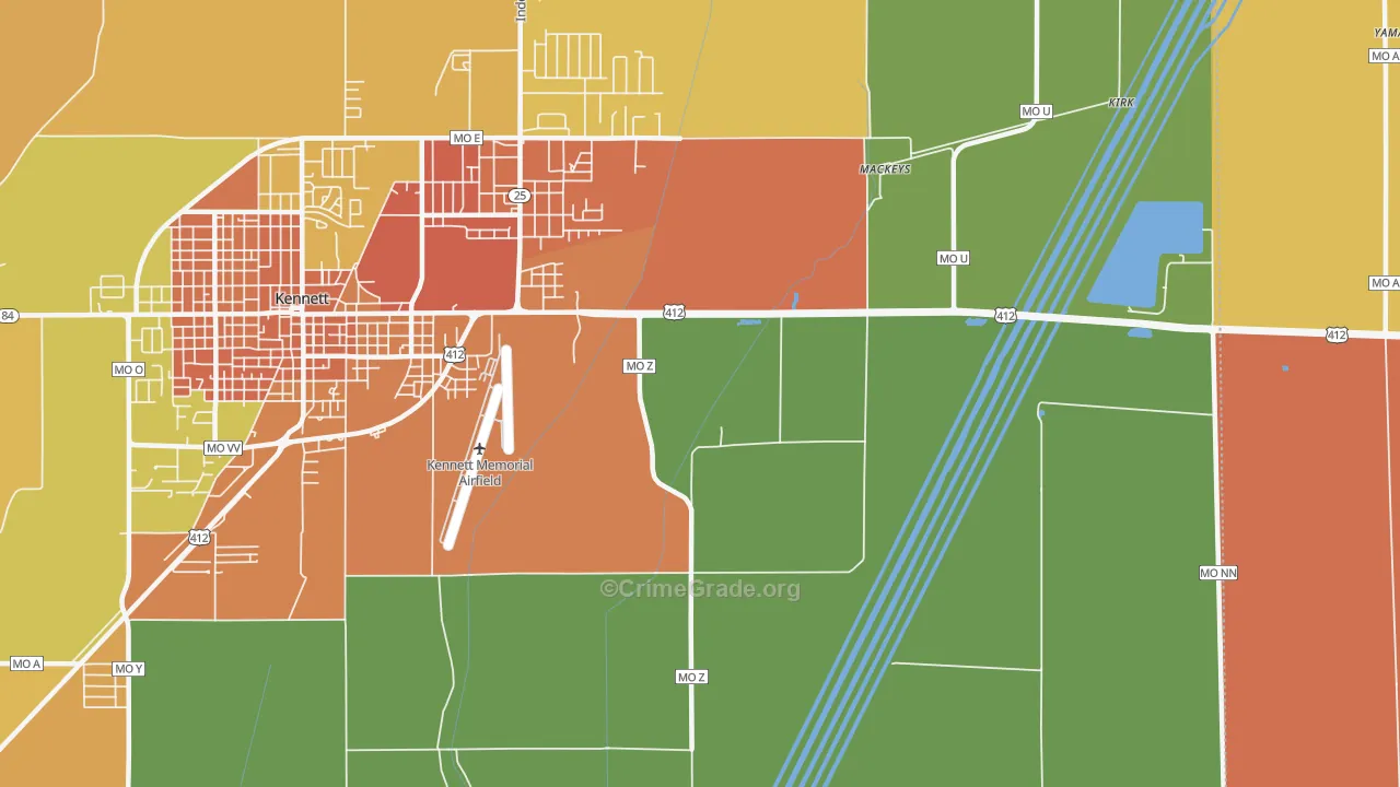Tinkerville, MO Map of Burglary Rates