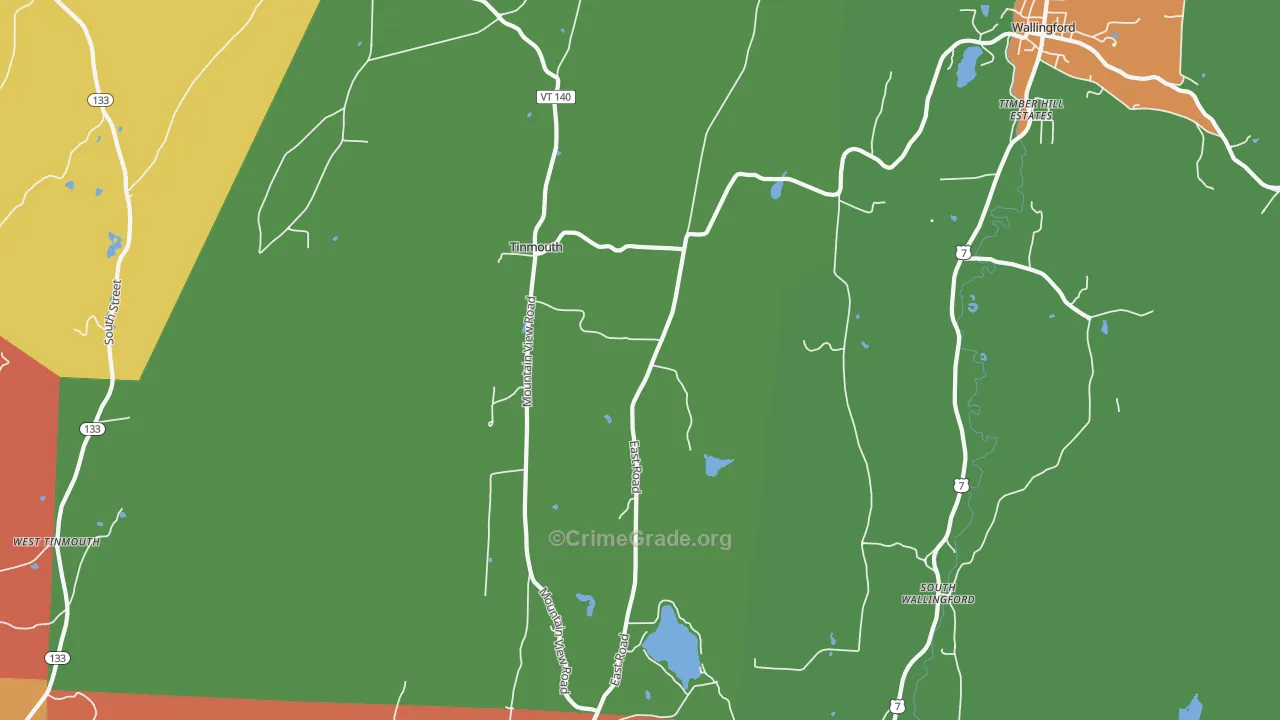 Tinmouth, VT Map of Burglary Rates
