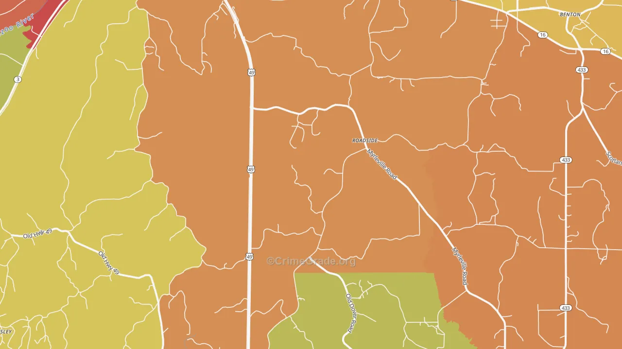 Tinsley, MS Map of Burglary Rates