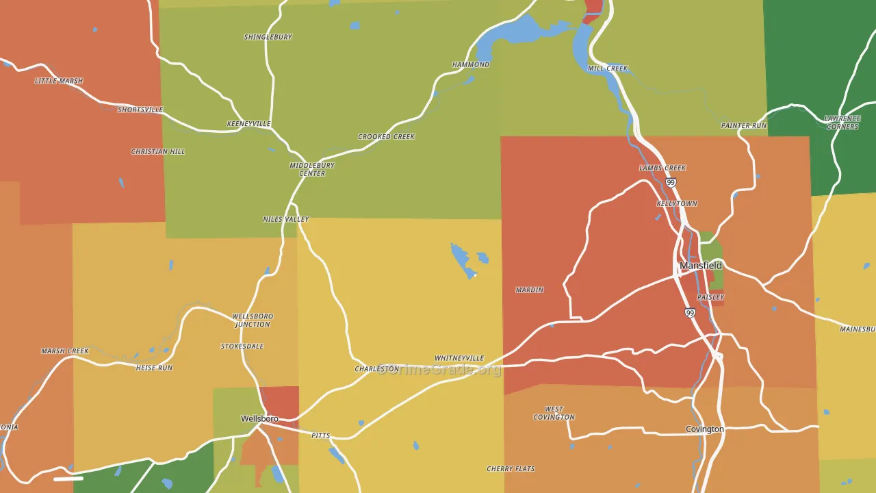 Tioga County, PA Map of Burglary Rates