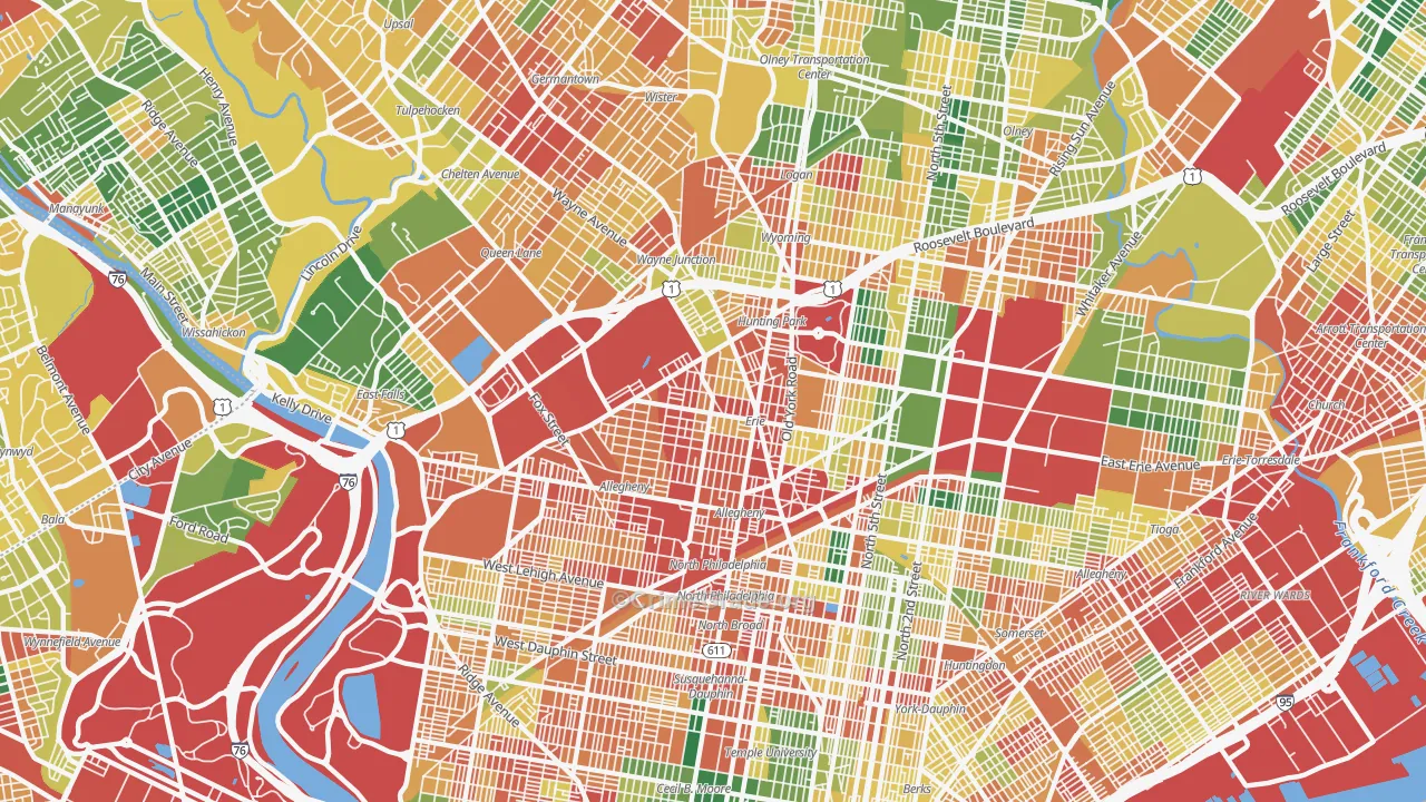Tioga-Nicetown, Philadelphia, PA Map of Burglary Rates