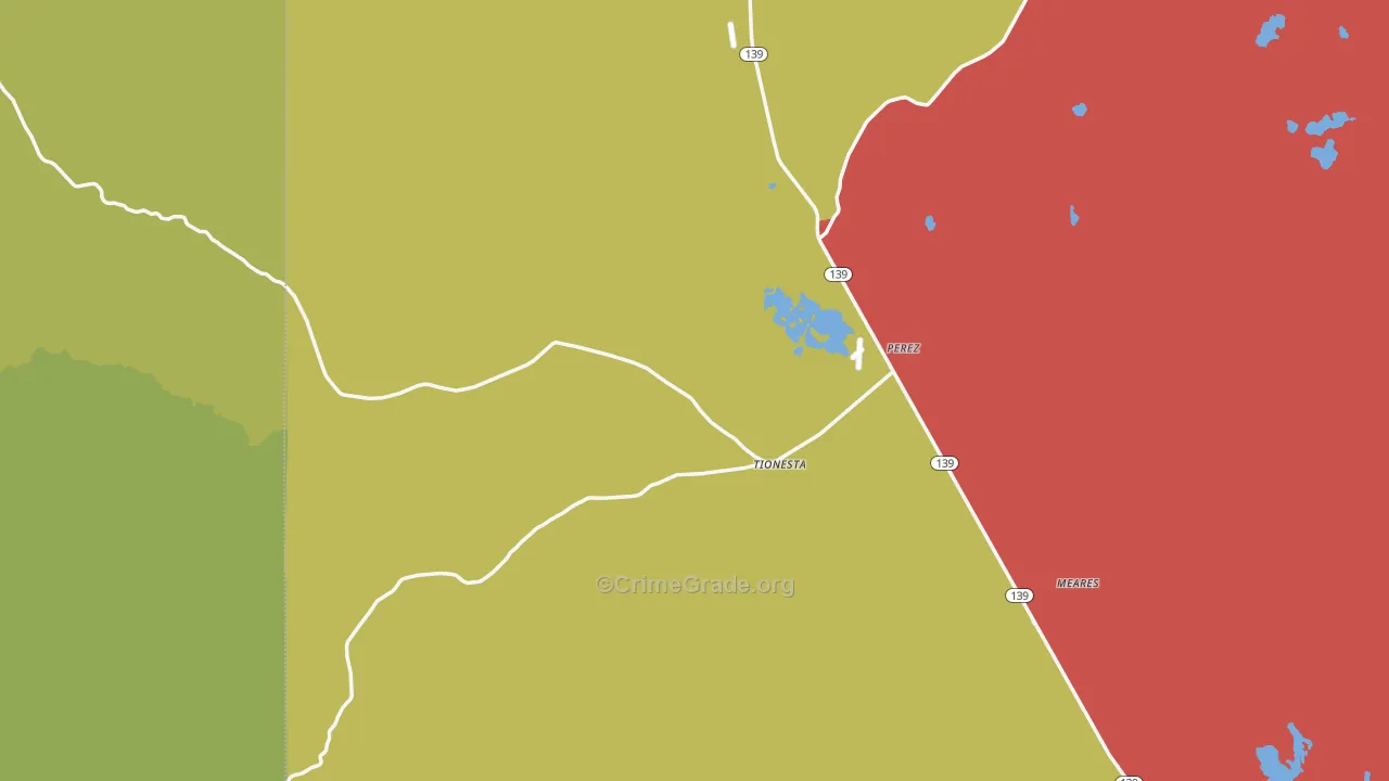 Tionesta, CA Map of Burglary Rates