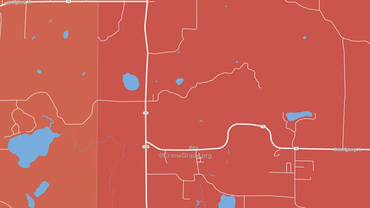 Tipler, WI Map of Burglary Rates