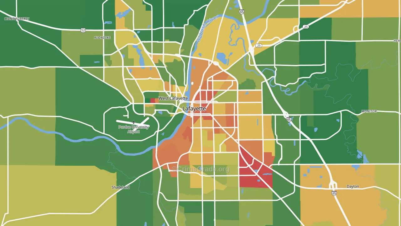 Tippecanoe County, IN Map of Burglary Rates