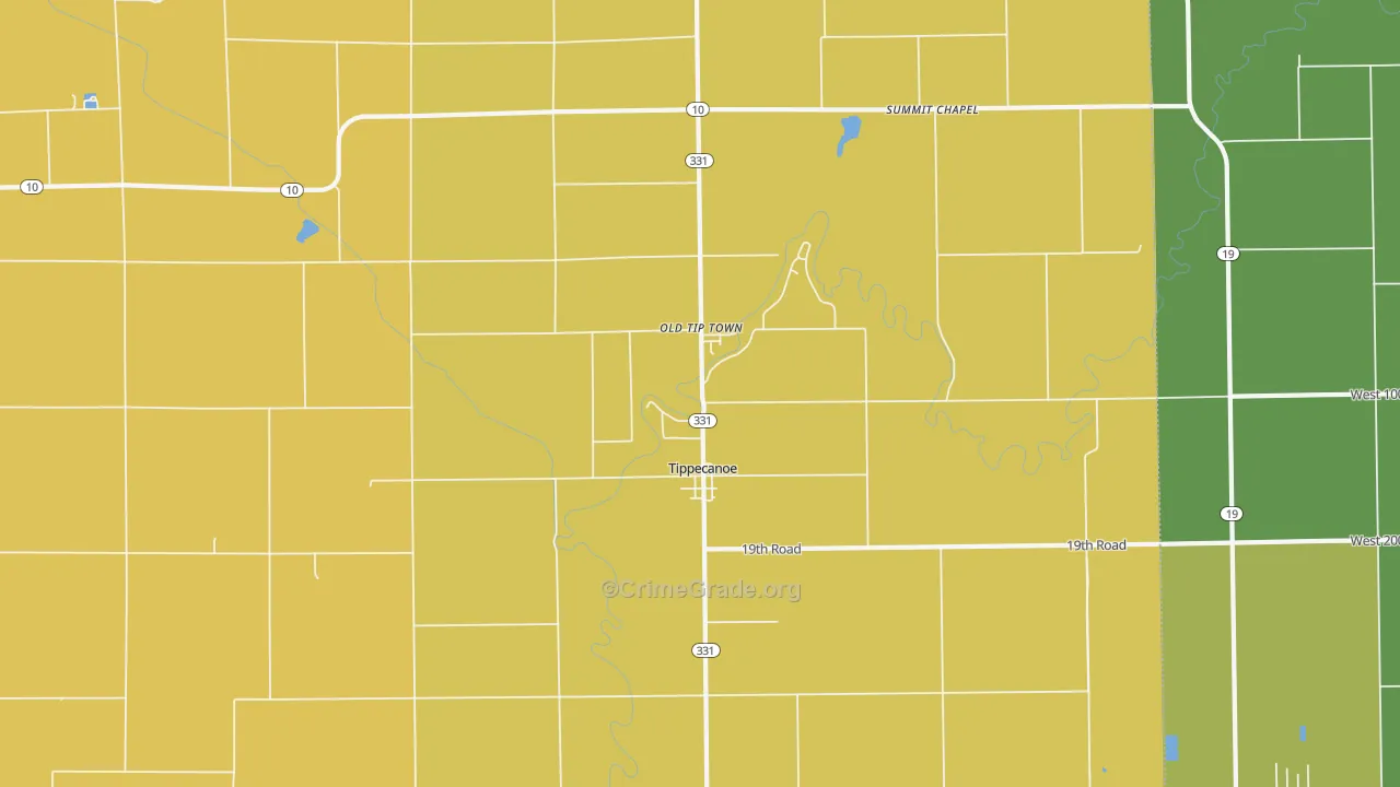 Tippecanoe, IN Map of Burglary Rates