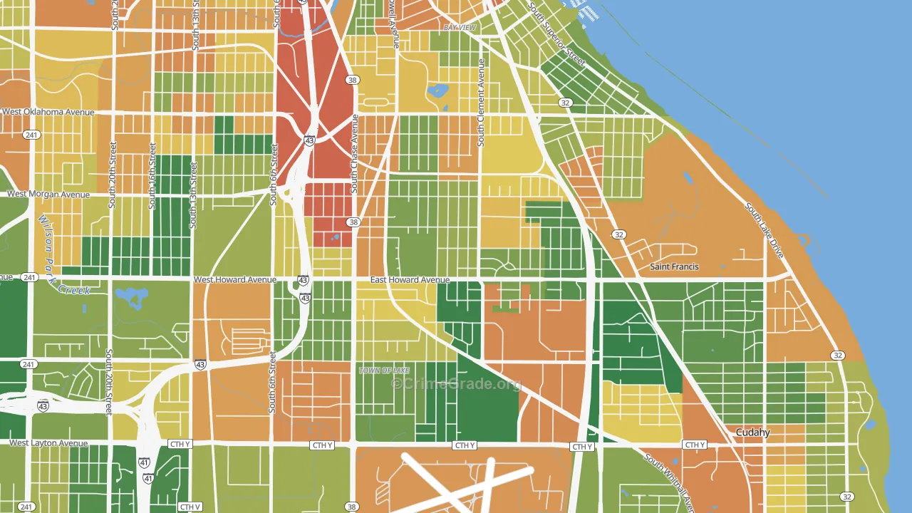 Tippecanoe, Milwaukee, WI Map of Burglary Rates