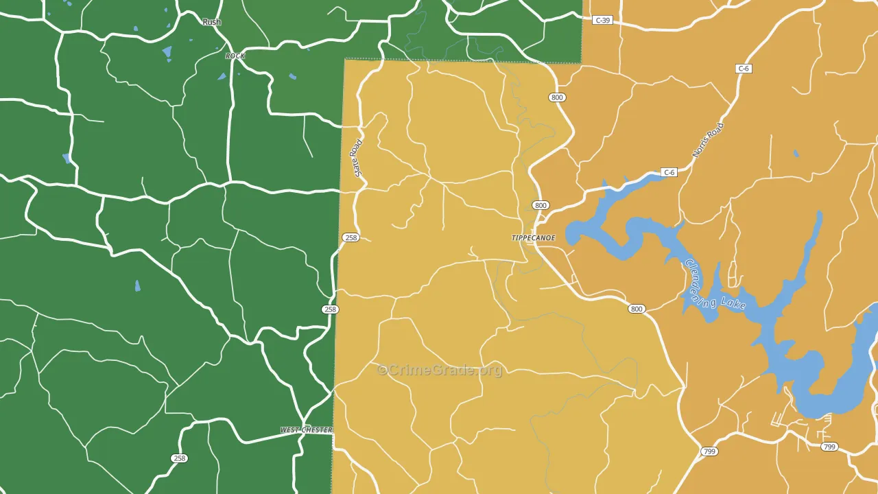 Tippecanoe, OH Map of Burglary Rates