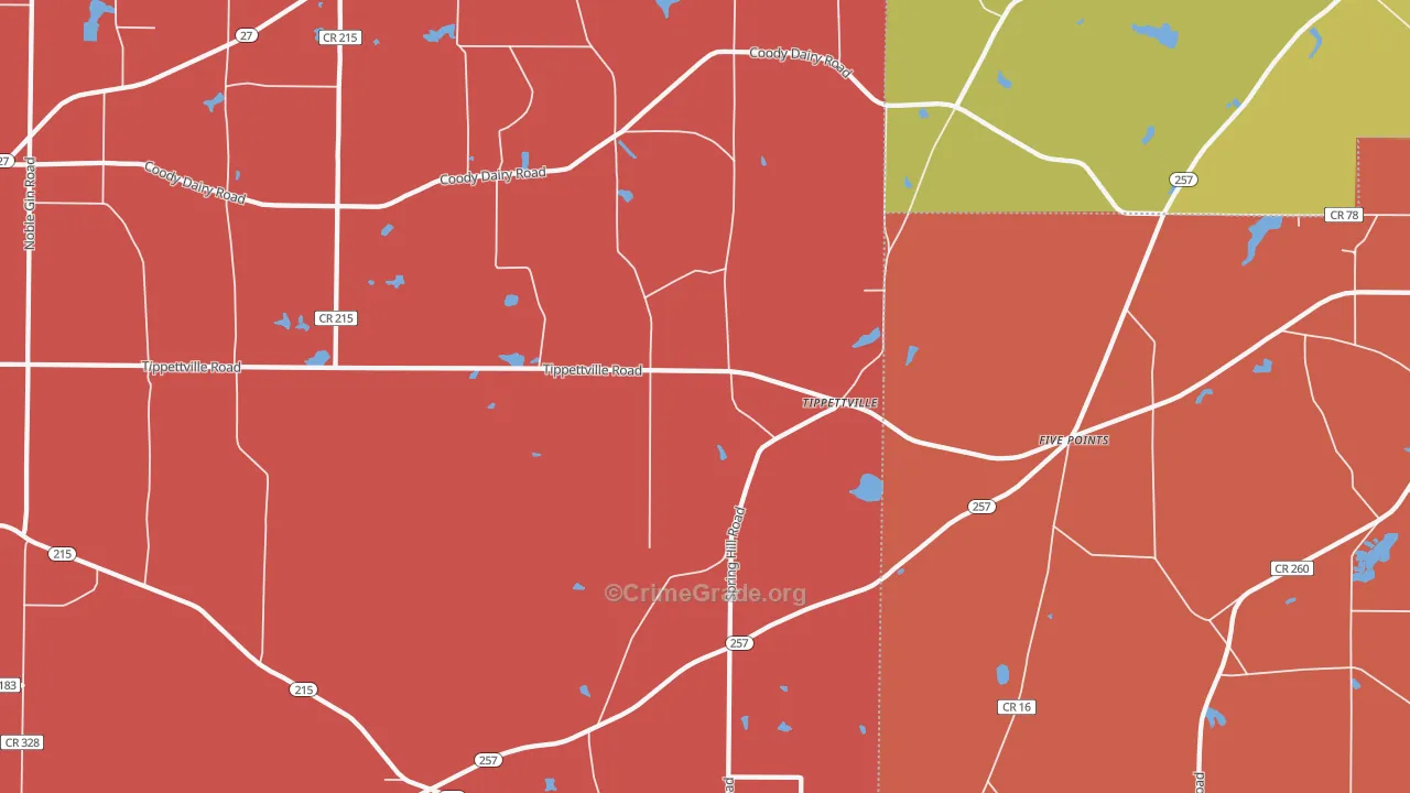 Tippettville, GA Map of Burglary Rates