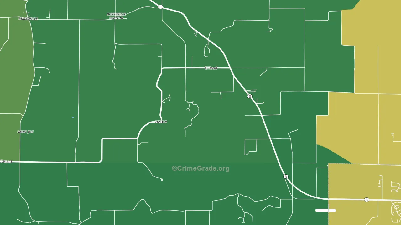 Tipton, IL Map of Burglary Rates