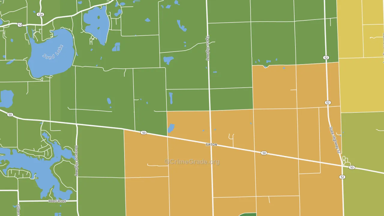 Tipton, MI Map of Burglary Rates