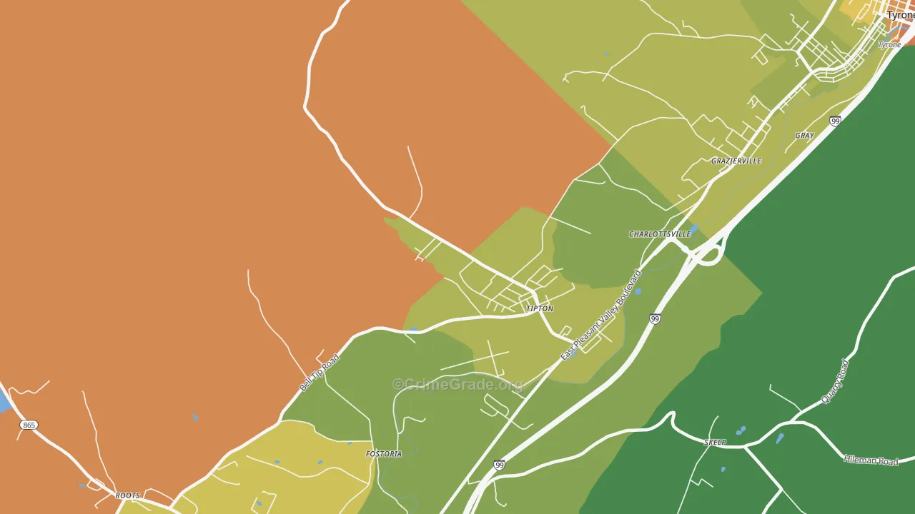 Tipton, PA Map of Burglary Rates
