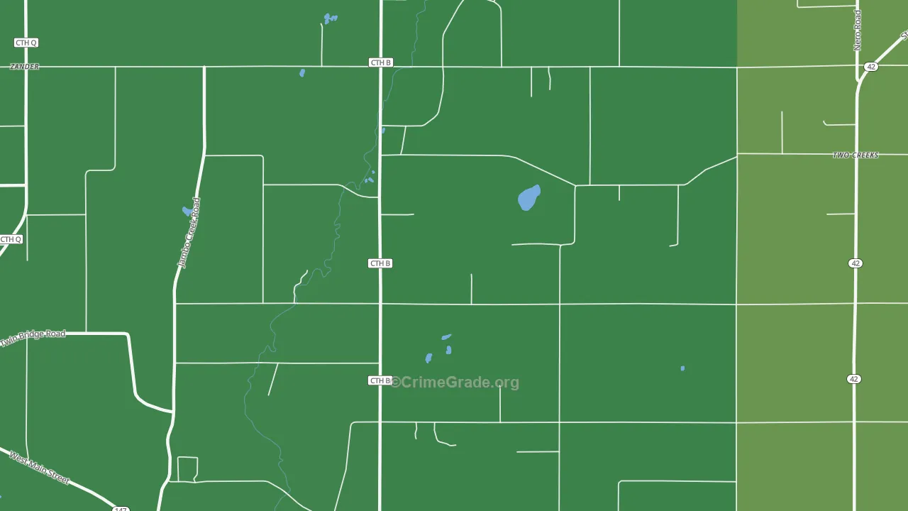 Tisch Mills, WI Map of Burglary Rates