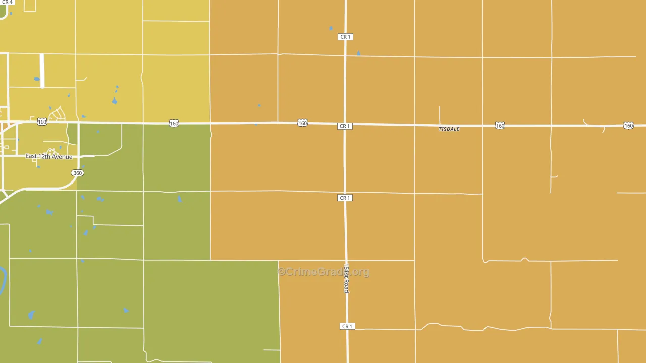 Tisdale, KS Map of Burglary Rates