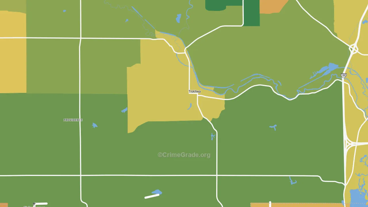 Tiskilwa, IL Map of Burglary Rates