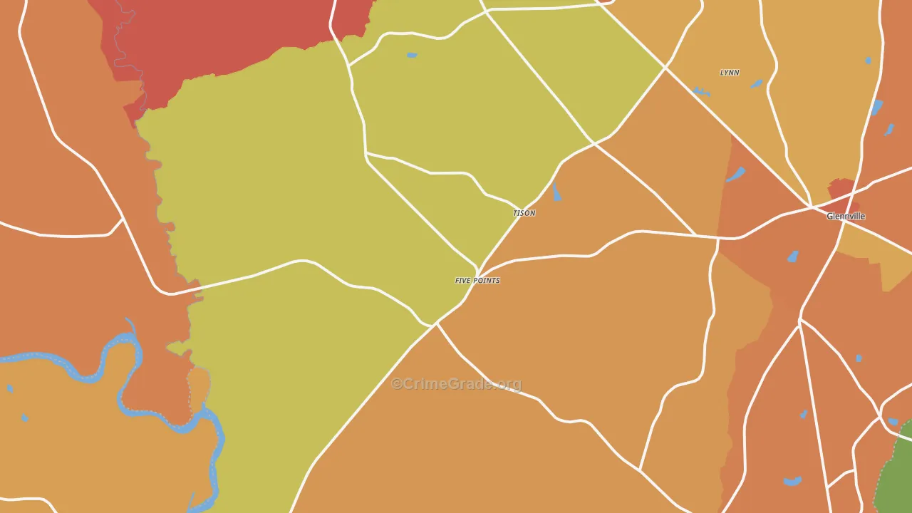 Tison, GA Map of Burglary Rates