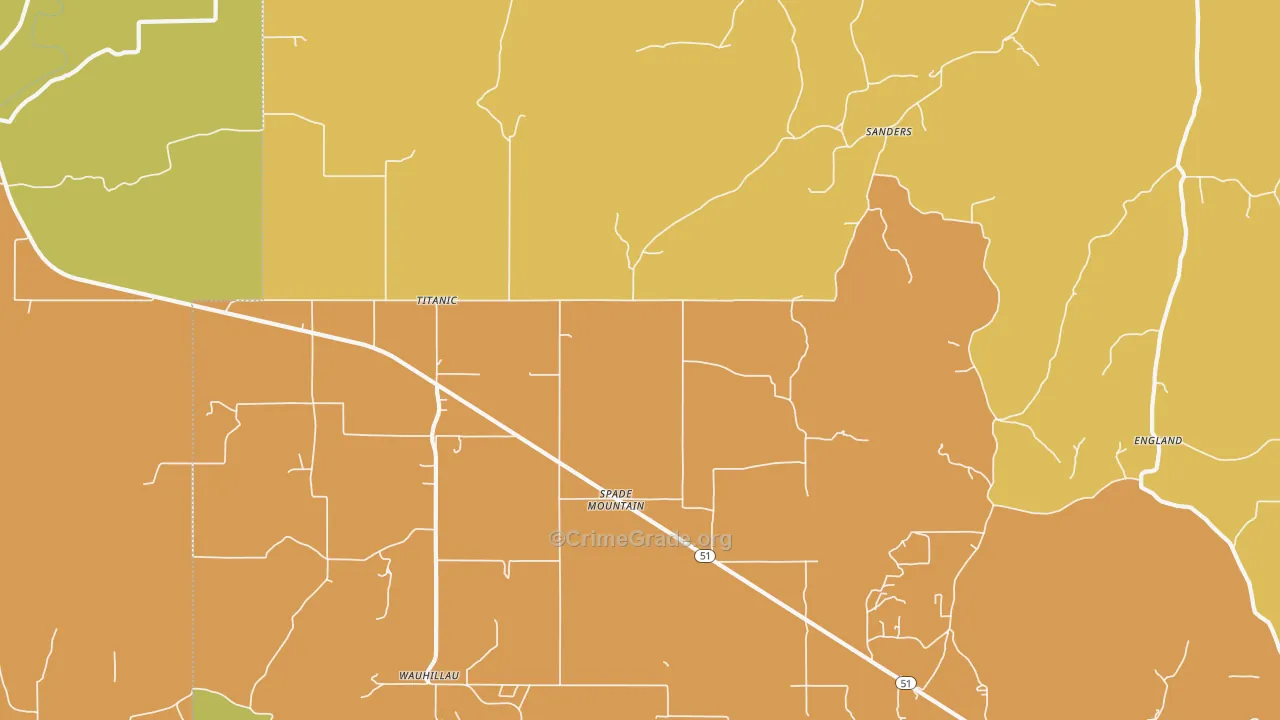 Titanic, OK Map of Burglary Rates