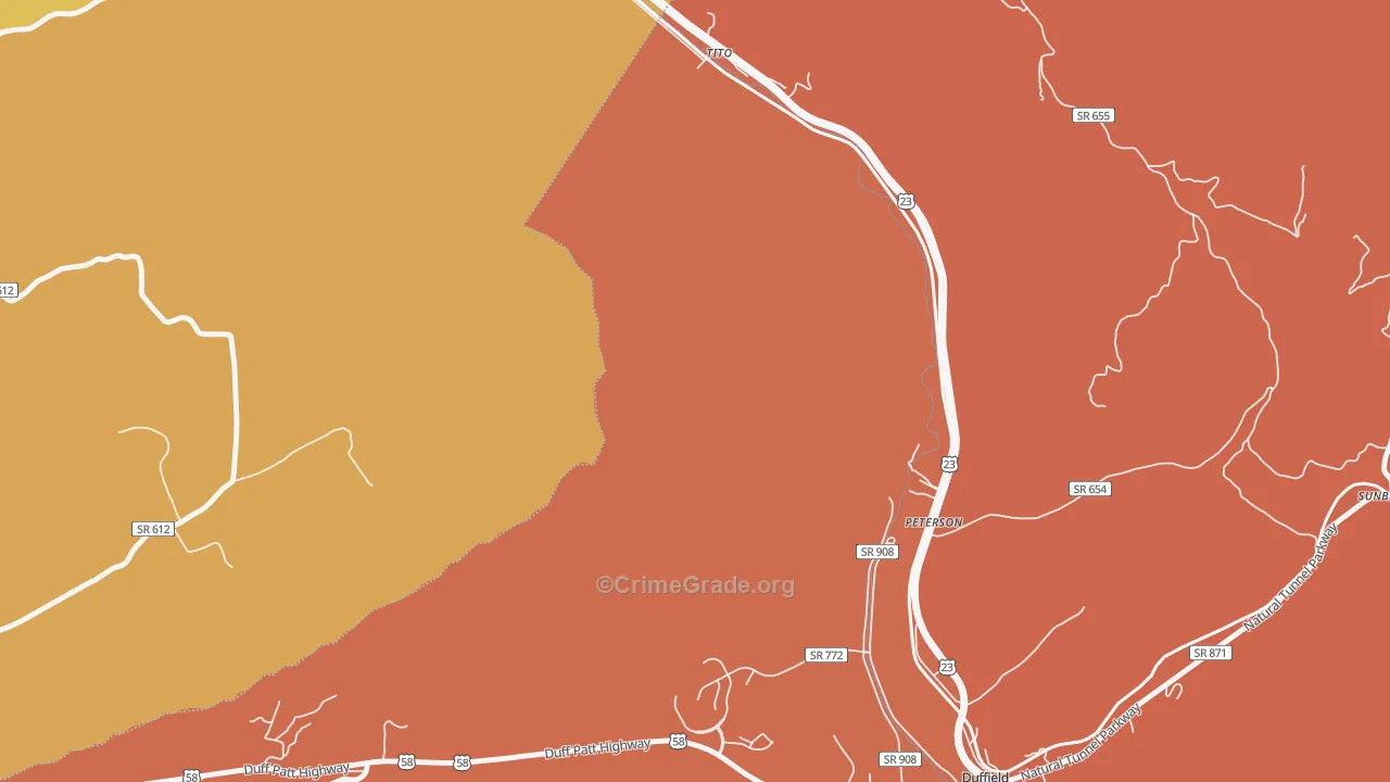 Tito, VA Map of Burglary Rates