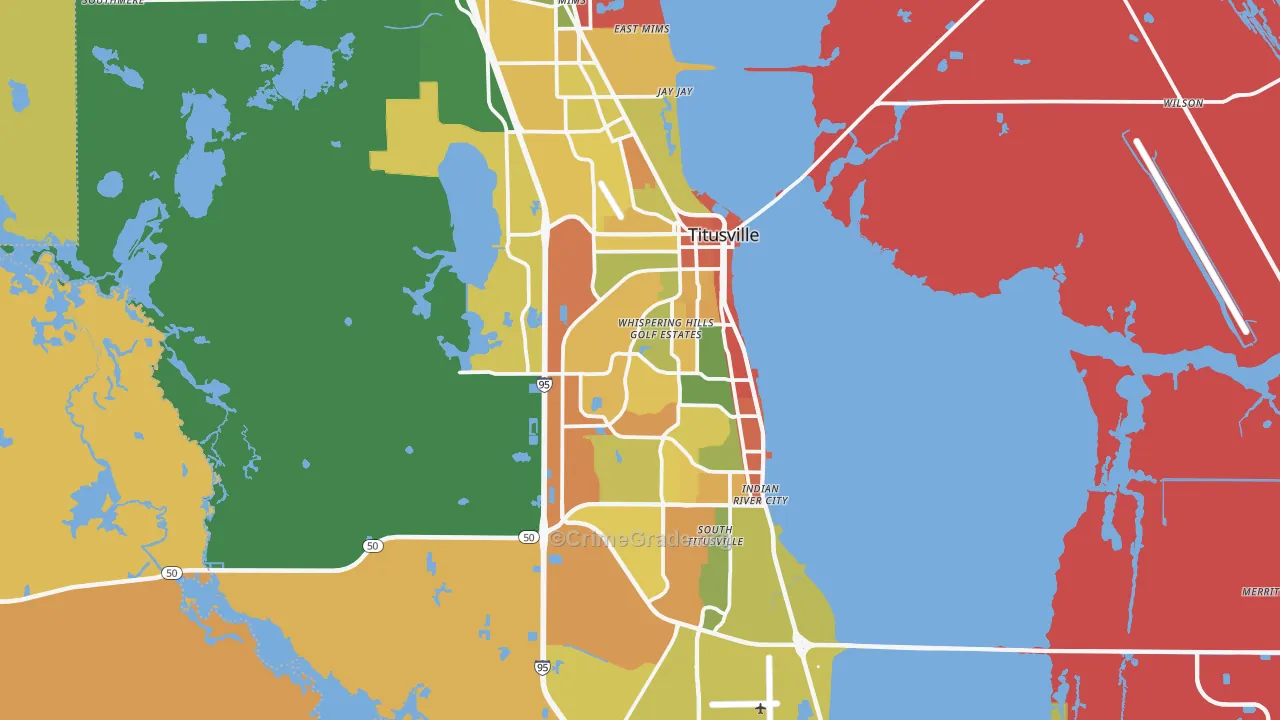 Titusville, FL Map of Burglary Rates