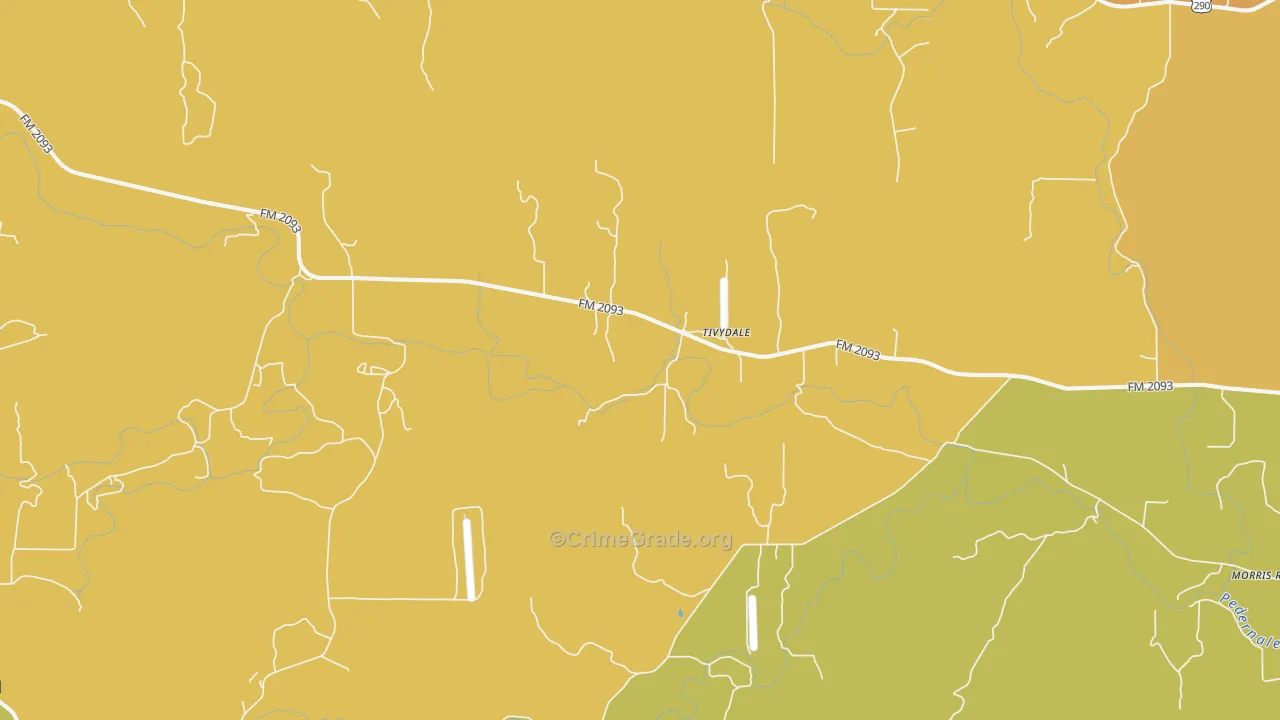Tivydale, TX Map of Burglary Rates