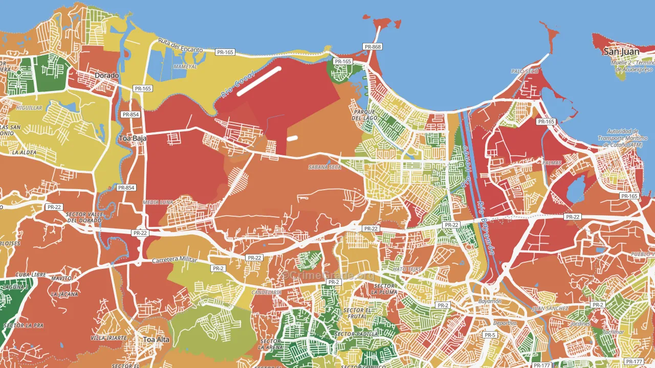 Toa Baja, PR Map of Burglary Rates