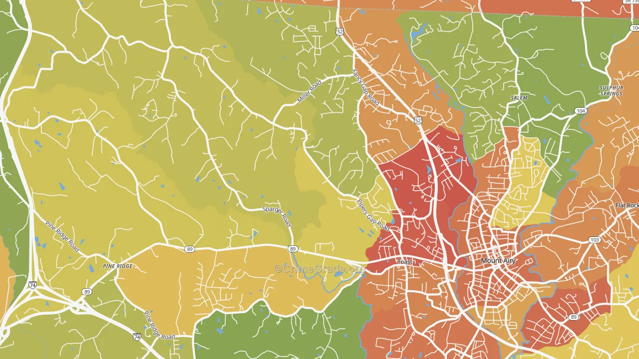 Toast, NC Map of Burglary Rates