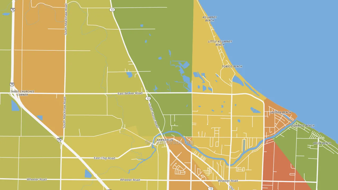 Tobico Beach, MI Map of Burglary Rates
