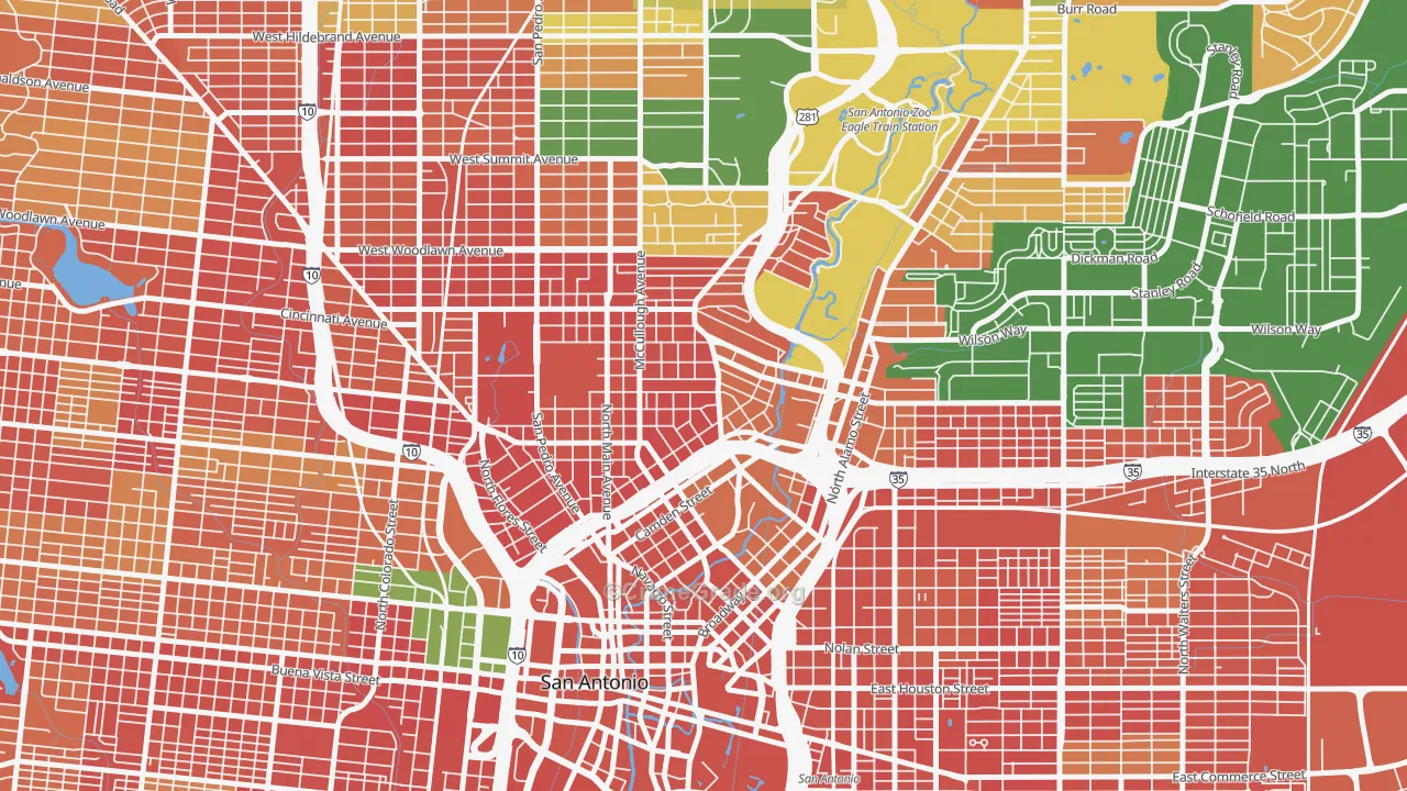 Tobin Hill, San Antonio, TX Map of Burglary Rates
